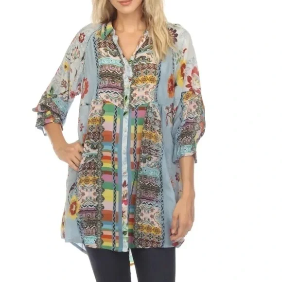 Johnny Was silk Rainbow Adonia Tunic NWT (Oversized) - Picture 6 of 11